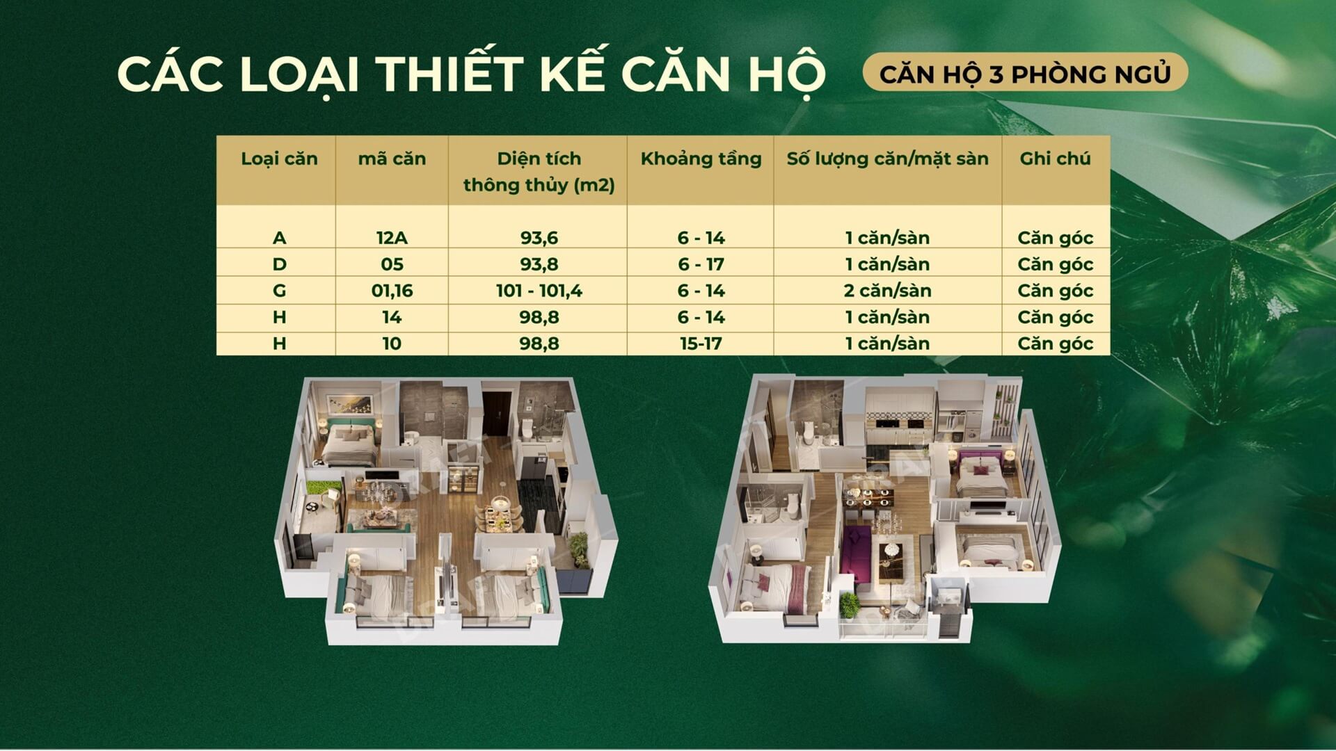 thiết kế căn hộ 3 phòng ngủ dự án The Magnolia long biên