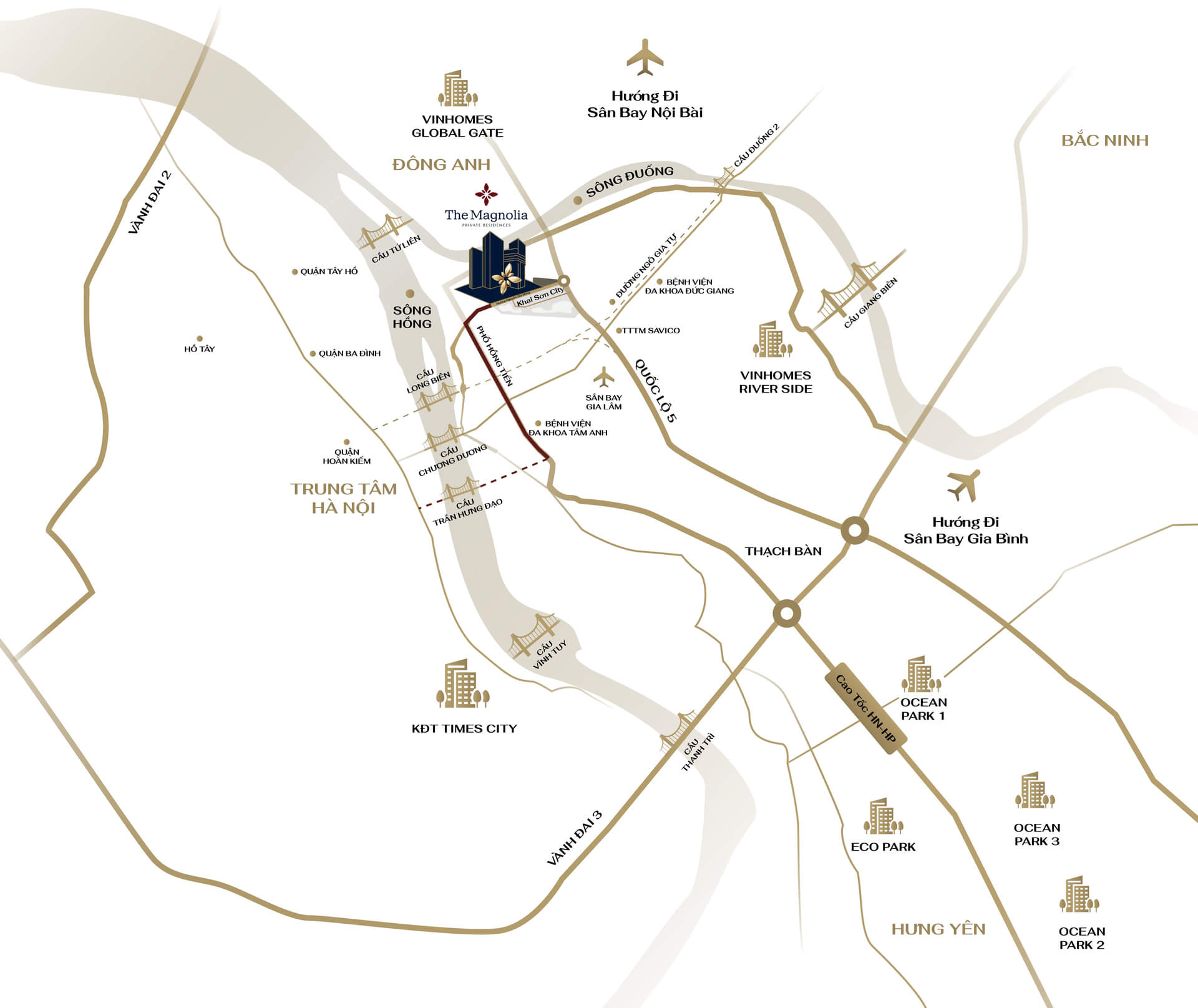 vị trí dự án the magnolia private residences long biên